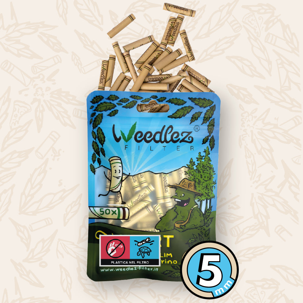 Weedlez® Slim Trino 5mm — Filtro Slim Premium a Carboni Attivi | 50pz